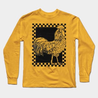 Rooster with checked border Long Sleeve T-Shirt